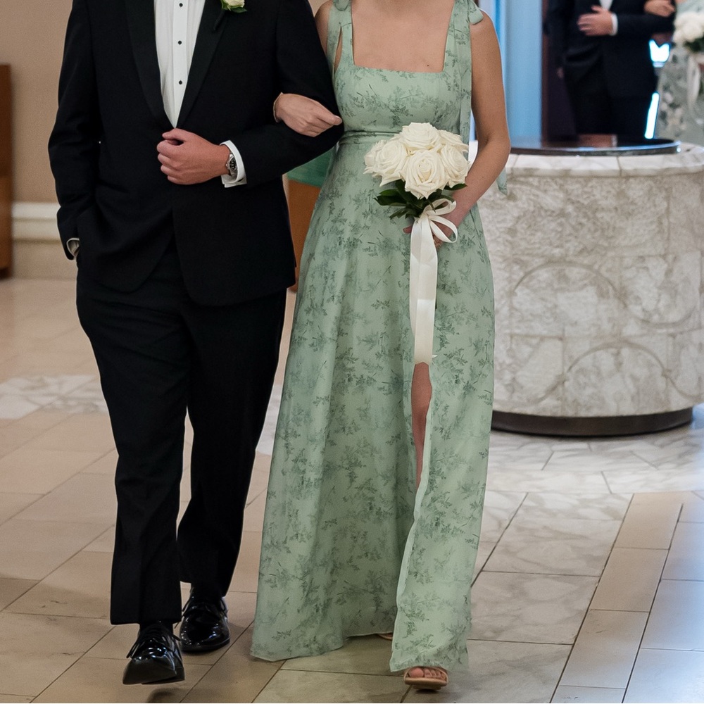 Azazie Debra Dress Green Fern Floral - Picture 5 of 6